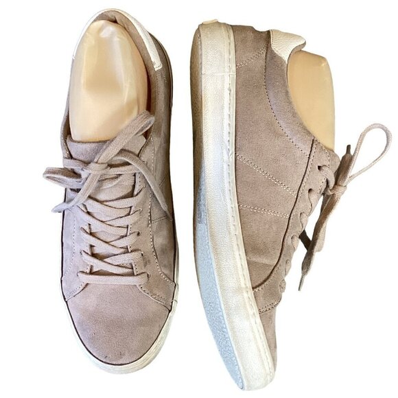 Old Navy 1994 Court Sneaker Low Top Lace-Up Light Taupe Faux Suede Sz 7 #282A - Picture 4 of 8
